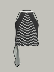 Semi-Sheer Striped Wrap-Front Knotted Top