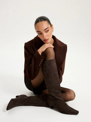 Faux Suede Knee-High Boots