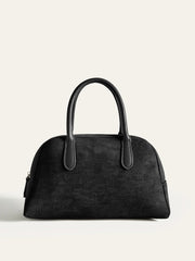 Suede Dome Top Handle Bag