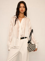 Sheer Striped Long-Sleeve Shirt