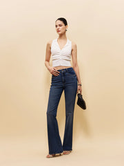 Sleeveless Button-Front Crop Sweater Vest