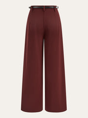 Belted Pleated Wide-Leg Pants