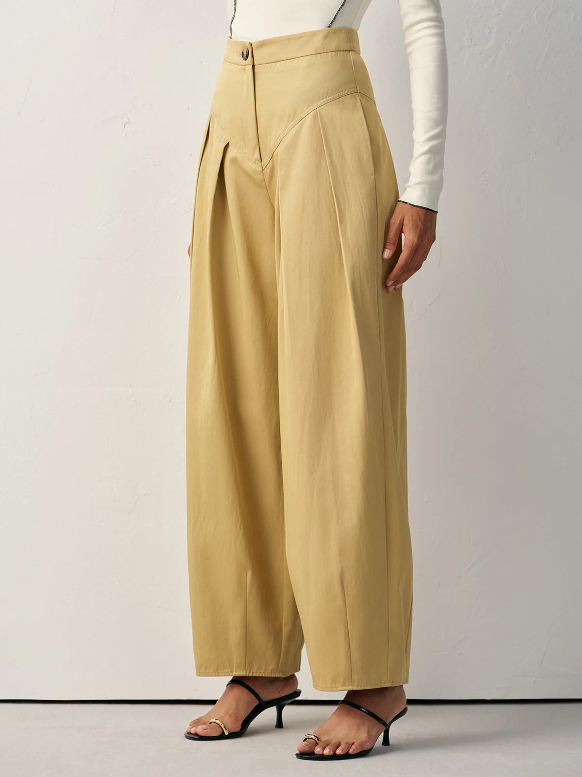 High-Waisted Pleated Wide-Leg Pants