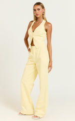 Virginia Pants - High Waist Straight Leg Pants in Pastel Yellow