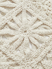 Crochet Square Pattern Button-Front Cardigan