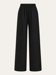 Textured Wide-Leg Pants with Elastic Waist