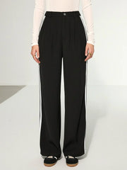Casual Side Stripe Wide-Leg Pants