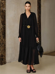 Chiffon Maxi Dresse with Scarf