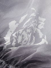 Semi-Sheer Gradient Floral Off-Shoulder Chiffon Top