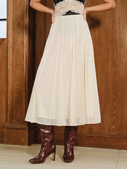 Semi-Sheer Chiffon Mid-Waist Maxi Skirt