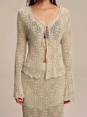 Tencel Flared Sleeve Knit Skirt Set