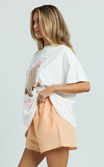 Archer Two Piece Set - Boots T-Shirt Set in White/Orange