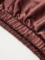 Satin Cowl Neck Cropped Cinched Blouse