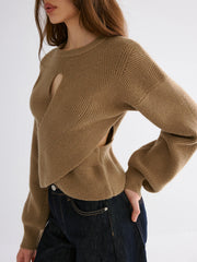 Cut-out Asymmetrical-Hem Sweater