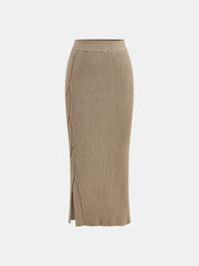 Mock Neck Cross-Over Crop Top and Midi Skirt Set