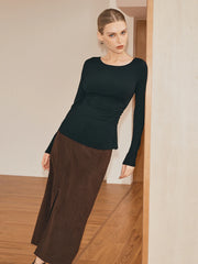 Sheer Lace Back Long Sleeve T-Shirt