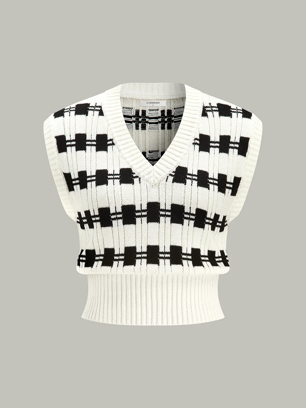 V-neck Plaid Sweater Vest