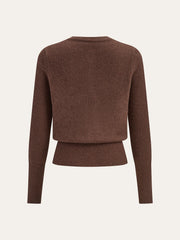 Crew Neck Button-Front Knit Cardigan