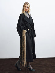 Metal Detail Tie-Belt Oversized Long Trench Coat