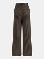 Mid-Waist Pinstripe Belted Pants