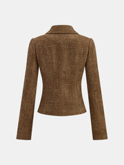 Scalloped Edge Tweed Lapel Jacket