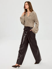 Wool Blend Cable Knit Cardigan