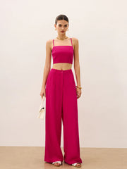 Tie-Back Top and Wide-Leg Pants Set