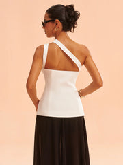 One-Shoulder Asymmetric Button Vest