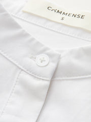 Mandarin-Collar Cap-Sleeve Peplum Shirt