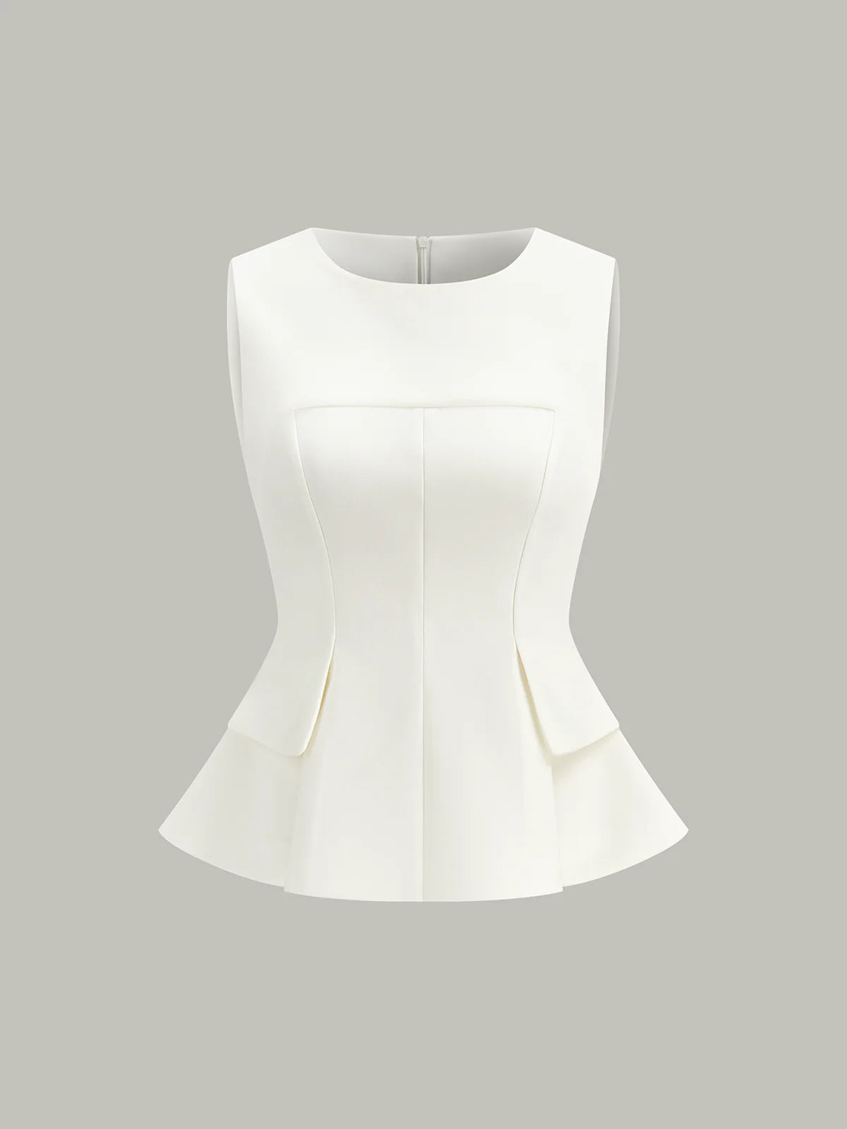 Sleeveless Peplum Back Zipper Top
