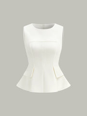 Sleeveless Peplum Back Zipper Top