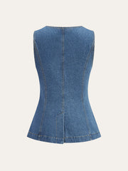 Button-Front Denim Vest