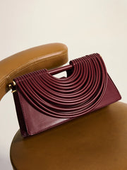 Curved Striped Handle PU Leather Bag