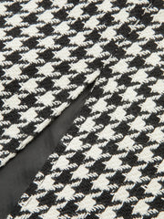 Houndstooth Tweed Slit Front Maxi Skirt