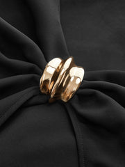 Asymmetric Ruched Wrap Mini Skirt with Metal Buckle