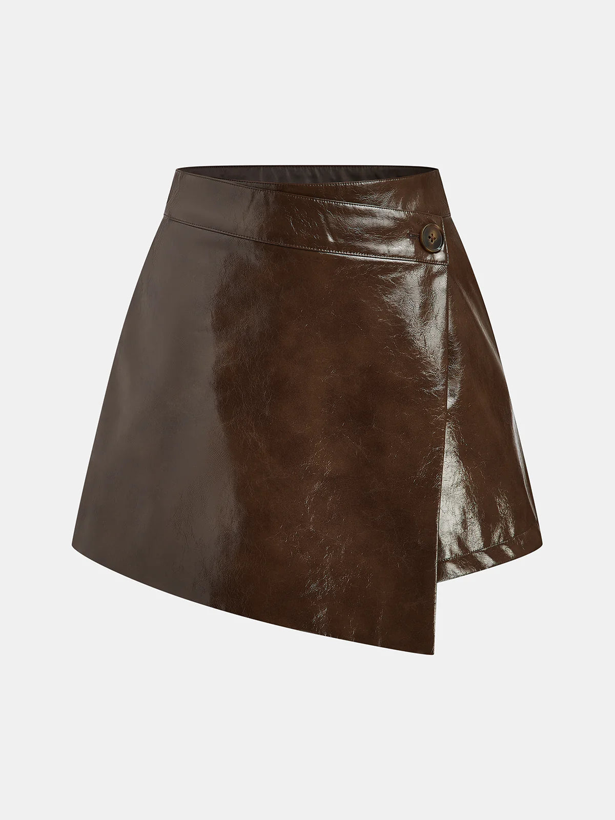 Vintage Asymmetrical Layered Faux Leahter Skorts