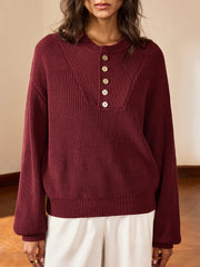 Metal Button-Front Knit Top