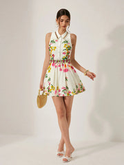 Floral Print Belted Mini Dress