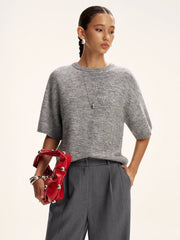 Wool-Blend Short Sleeve Sweater