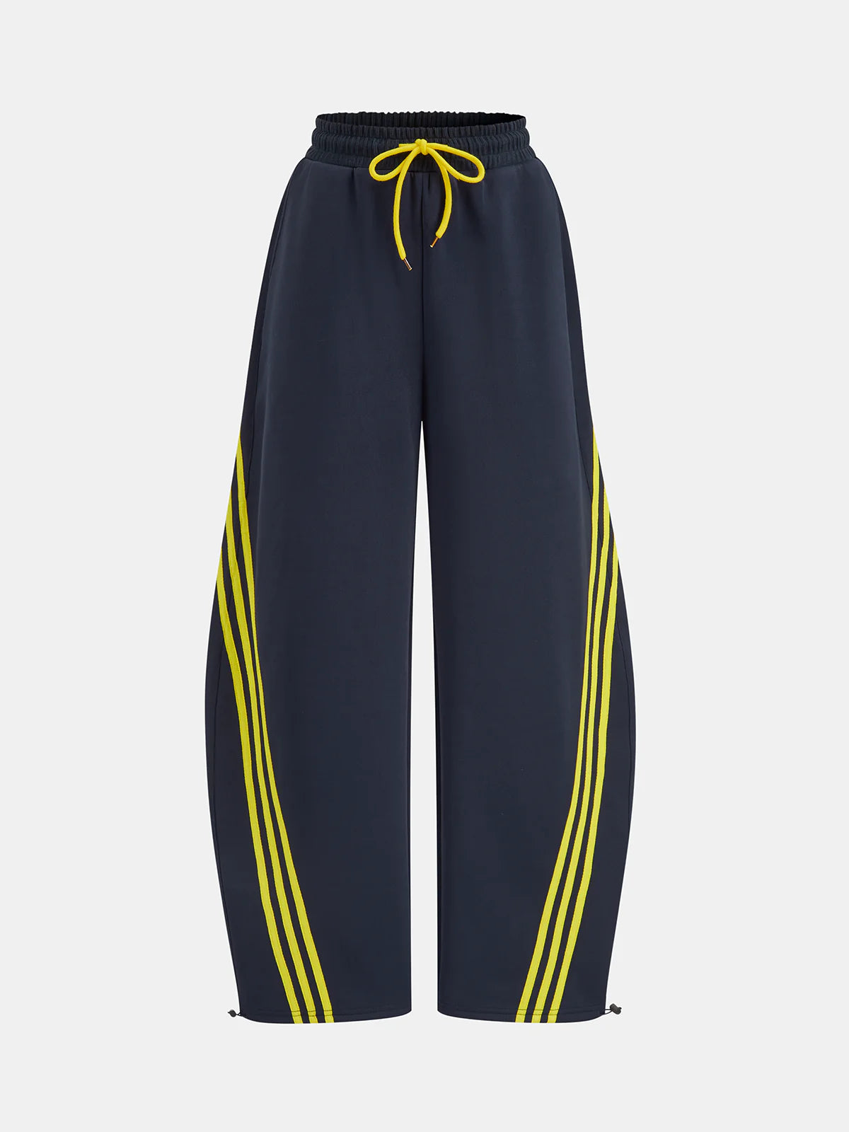 Striped Drawstring Curved-Leg Sweatpants
