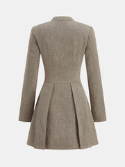 Snap Button Plaid Pleated Mini Dress