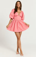 Amalie The Label - Ray Long Sleeve Corset Panel Mini Dress in Berry