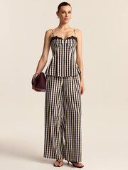 Gingham Wide-Leg Pants