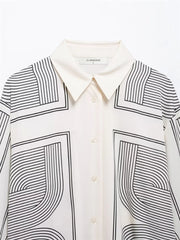 Geometrical Print Lapel Shirt