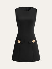 Detachable Cape Metal Floral Detail Dress Set