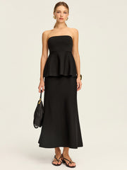 Knit Elastic-Waist Maxi Skirt