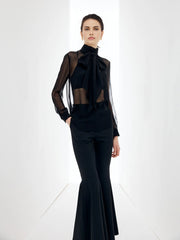 Sheer Bow Chiffon Blouse