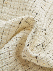 Contrast Cuff Pearl Button Tweed Jacket