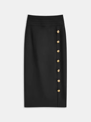 Metal Decor Midi Pencil Skirt