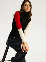 High Neck Color Block Sweater